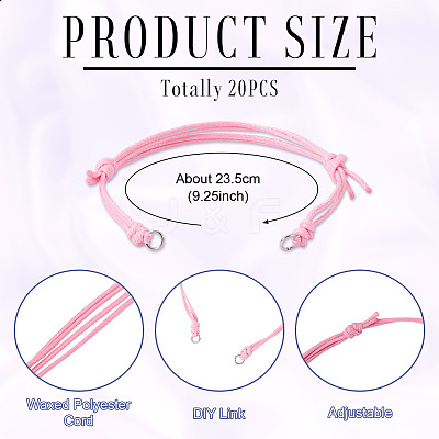 20Pcs Adjustable Korean Waxed Polyester Cord Bracelet Making BJEW-TAC0051-08-1