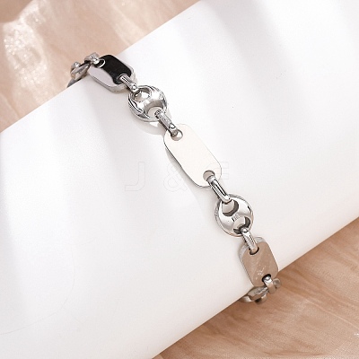 304 Stainless Steel Oval & Pig Nose Shape Link Bracelets for Women BJEW-F527-04P-1
