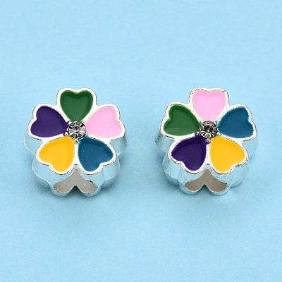 Alloy Enamel European Beads MPDL-T005-005F-RS-1