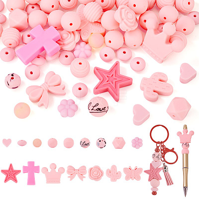 92Pcs Transparent Silicone Focal Beads SIL-TA0002-84-1