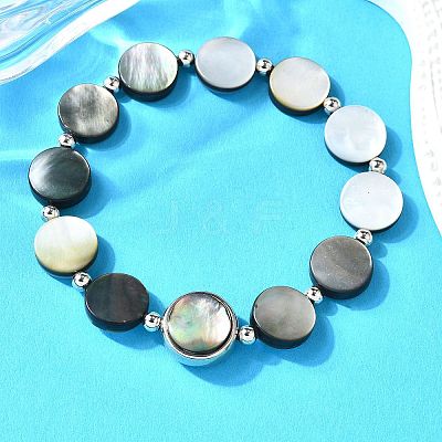 Abalone Shell Beads Stretch Bracelets BJEW-D315-03P-1