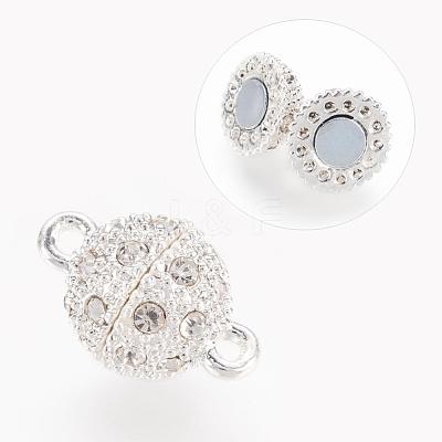 Alloy Rhinestone Magnetic Clasps with Loops RB-H116-2-S-1