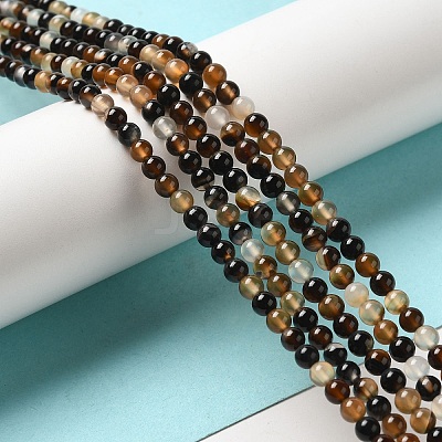 Dyed & Heated Black Agate Round Bead Strands G-P070-22-4mm-1