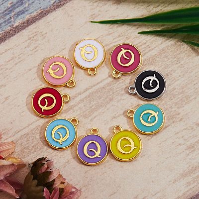 120Pcs 12 Colors Golden Plated Alloy Charms ENAM-SZ0001-64Q-1