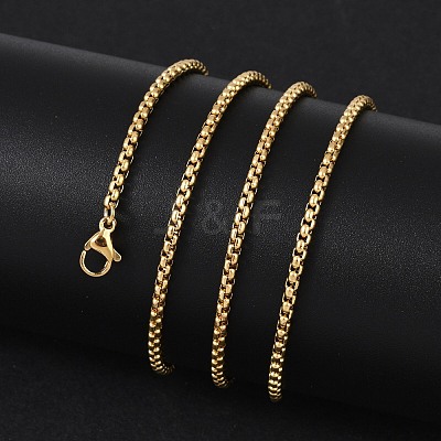 304 Stainless Steel Box Chain Necklaces X-NJEW-P244-01G-1