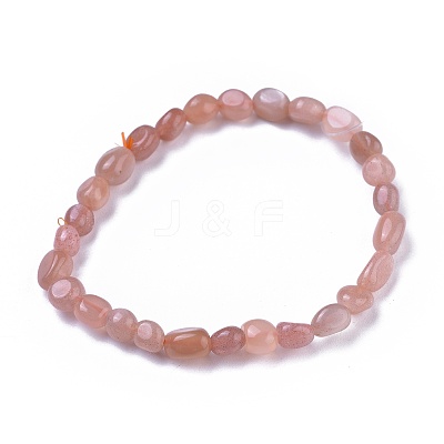 Natural Sunstone Bead Stretch Bracelets BJEW-K213-35-1