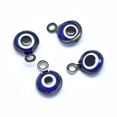 Handmade Evil Eye Lampwork Charms KK-F764-13B-04-1
