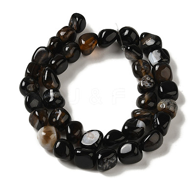 Natural Black Agate Beads Strands G-NH0017-B04-02-1
