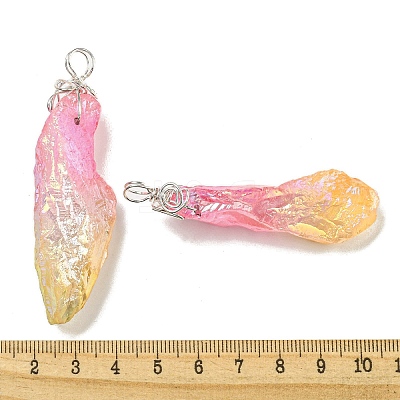 Electroplated Raw Rough Natural Quartz Crystal Big Pendants G-A229-02P-04-1