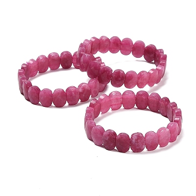 Oval Natural Malaysia Jade Beaded Stretch Bracelets G-P589-02A-05-1