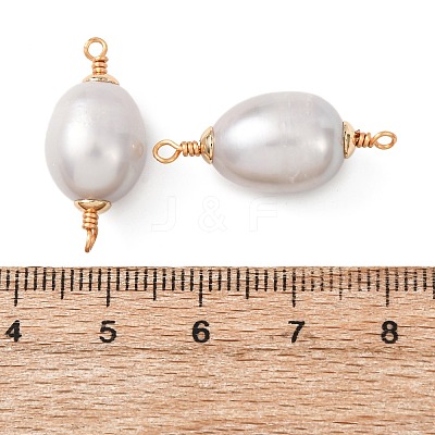 Natural Pearl Rice Connector Charms KK-Z152-01G-02-1