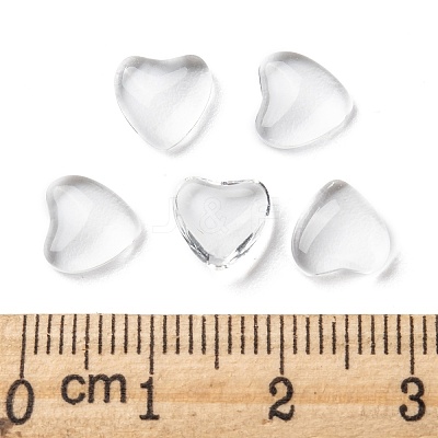 Transparent Glass Heart Cabochons GGLA-R021-8mm-1