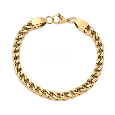 Ion Plating(IP) 304 Stainless Steel Wheat Chain Bracelets Hand Polished for Men BJEW-B093-04G-1