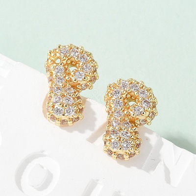 Brass Micro Pave Cubic Zirconia Stud Earrings EJEW-Z091-04G-P-1