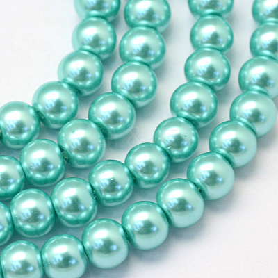 Baking Paint Pearlized Glass Pearl Round Bead Strands HY-Q003-6mm-65-1