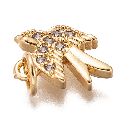 Brass Micro Pave Clear Cubic Zirconia Charms ZIRC-C020-48G-1