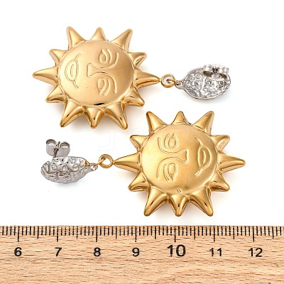 304 Stainless Steel Two Tone Dangle Stud Earrings EJEW-Q044-04G-1