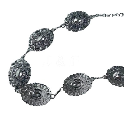 Tibetan Style Zinc Alloy & Iron Oval Link Chain Waist Belly Chains WGB4B33-05-1