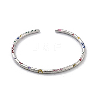 Brass Open Cuff Bangles for Women BJEW-G736-12P-03-1
