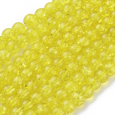 Spray Painted Crackle Glass Beads Strands CCG-Q001-8mm-04-1