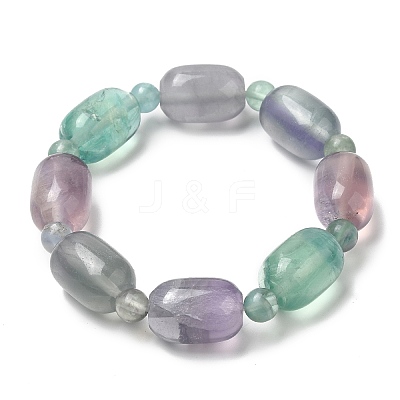 Natural Fluorite Beaded Stretch Bracelets BJEW-K228-02-1