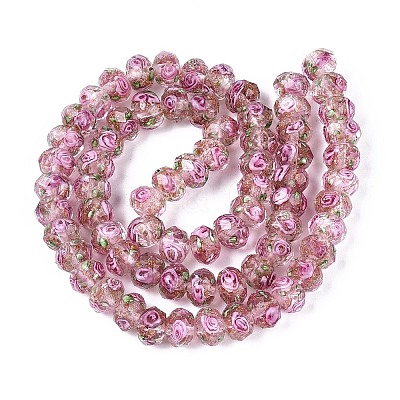 Handmade Gold Sand Lampwork Beads Strands LAMP-R141-8mm-11-1