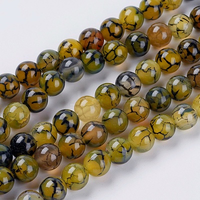 Natural Dragon Veins Agate Beads Strands G-G515-8mm-02A-1
