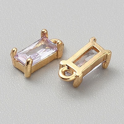 Golden Plated Brass Cubic Zirconia Charms LS-ZIRC-WH0015-01G-09-1