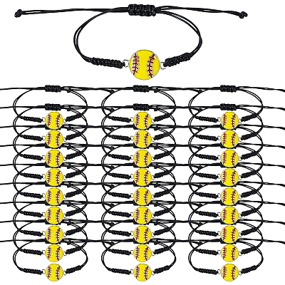 48Pcs Baseball Alloy Link Bracelets BJEW-GO0001-21-1