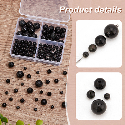 130Pcs 4 Style Natural Obsidian Beads Strands G-PH0002-48-1