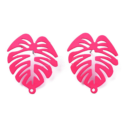 Spray Painted Iron Stud Earring Findings IFIN-N008-019-B01-1