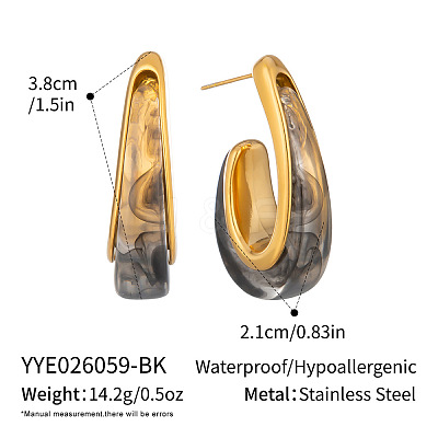 304 Stainless Steel Resin Stud Earrings for Women EG1813-2-1