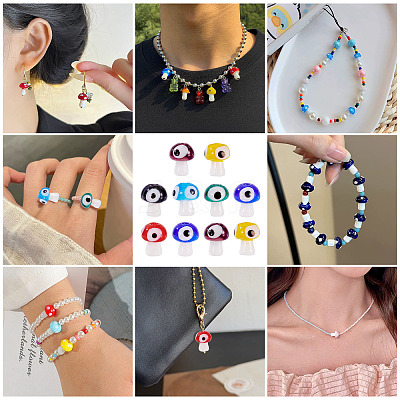 10Pcs Handmade Evil Eye Lampwork Beads LAMP-TA0001-95B-1