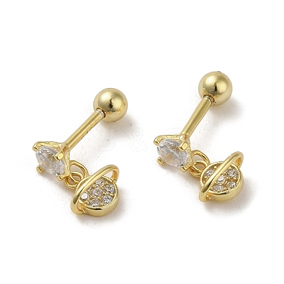 925 Sterling Silver Micro Pave Cubic Zirconia Earrings for Women EJEW-E307-10G-1
