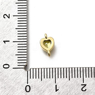 Heart Brass Cubic Zirconia Connector Charms KK-P295-34G-03-1