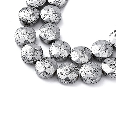 Electroplated Natural Lava Rock Beads Strands G-A256-F01-01B-1