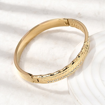 304 Stainless Steel Rhinestone Hinged Bangles for Women BJEW-B168-10G-1