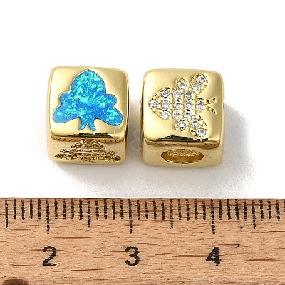 Rack Plating Brass Micro Pave Cubic Zirconia Beads KK-P268-01G-06-1