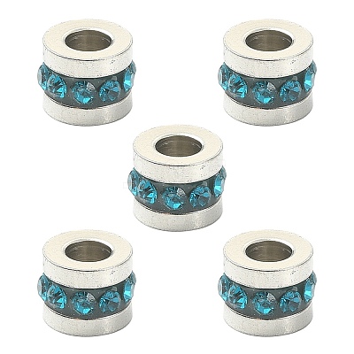 201 Stainless Steel Polymer Clay Rhinestone Inlaid Beads RB-YW0001-11D-1