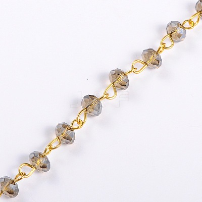 Handmade Rondelle Glass Beads Chains for Necklaces Bracelets Making AJEW-JB00037-1