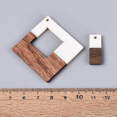 16Pcs 8 Styles Opaque Resin & Walnut Wood Pendants RESI-N053-20-1