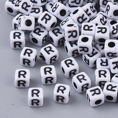 White Opaque Acrylic Beads X-MACR-R869-02R-1