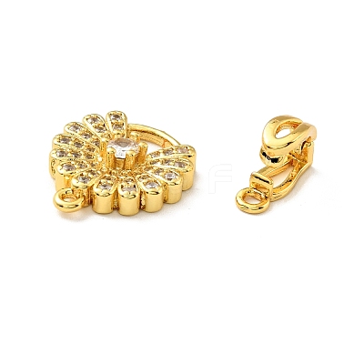 Rack Plating Brass Micro Pave Clear Cubic Zirconia Fold Over Clasps KK-E034-37G-1