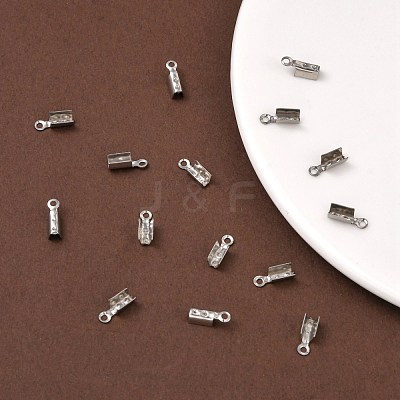 Tarnish Resistant 201 Stainless Steel Fold Over Crimp Cord Ends X-STAS-R055-08-1