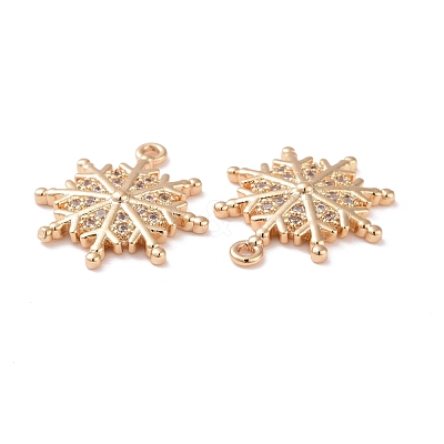 Brass Micro Pave Clear Cubic Zirconia Pendants KK-G418-05G-1