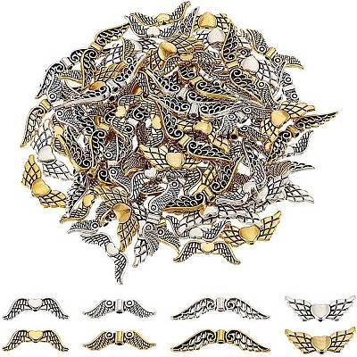 128Pcs 8 Styles Tibetan Style Alloy Beads TIBEB-FG0001-02-1