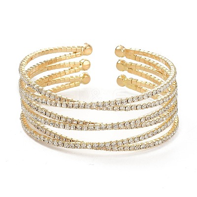 Iron Alloy Rhinestone Cuff Bangles BJEW-B052-01LG-1