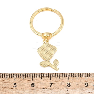 Adjustable Brass Enamel Pendant Finger Rings for Women RJEW-A090-03G-1