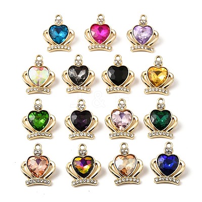 UV Plating Alloy Rhinestone Pendants FIND-A054-03G-1