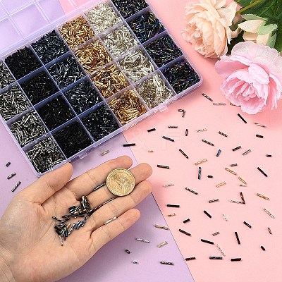 240Pcs 24 Styles Glass Twisted Bugle Beads SEED-YW0003-12-1